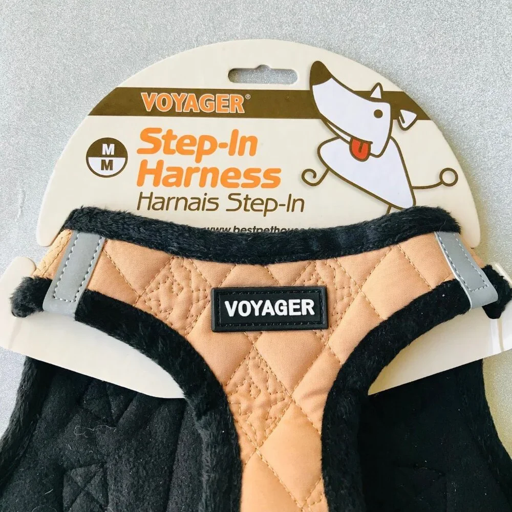 Voyager Step-In Plush Dog Harness   Vest Harness Tan Size: M